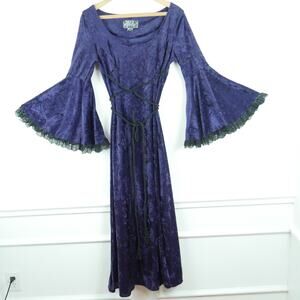 Eternal NYC Medium Dress 90s Witchy Vamp Goth Medieval Velvet Purple Vintage